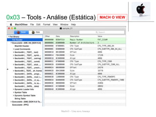 Mach-O – Uma nova Ameaça
MACH O VIEW0x03 – Tools - Análise (Estática)
 