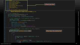 ALEXANDREBORGES–MALWAREANDSECURITYRESEARCHER
BHACK CONFERENCE 2019 42
Is there any clue?
What does this method do?
 
