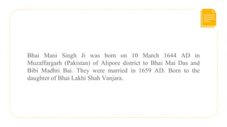 Bhai Mani Singh Ji Shaheed - The Story of his Shaheed | PPT