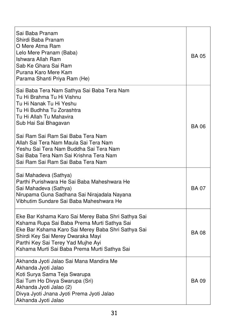lyrics of sathya sai baba bhajans lyrics of sathya sai baba bhajans