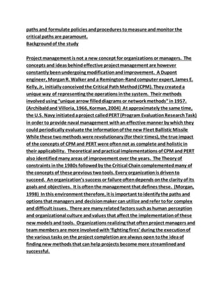 Morgan R. Walker study on project analysis through critical path method | DOCX