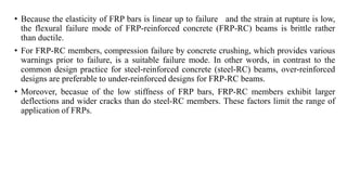 Beam Compression Controlled Failure Felxural behaviour of GFRP rebars in concrete | PPTX