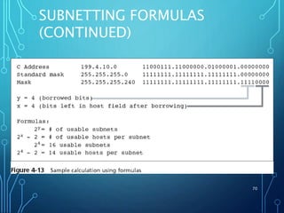 SUBNETTING FORMULAS
(CONTINUED)
70
 