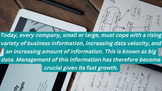 Today, every company, small or large, must cope with a rising
variety of business information, increasing data velocity, a...