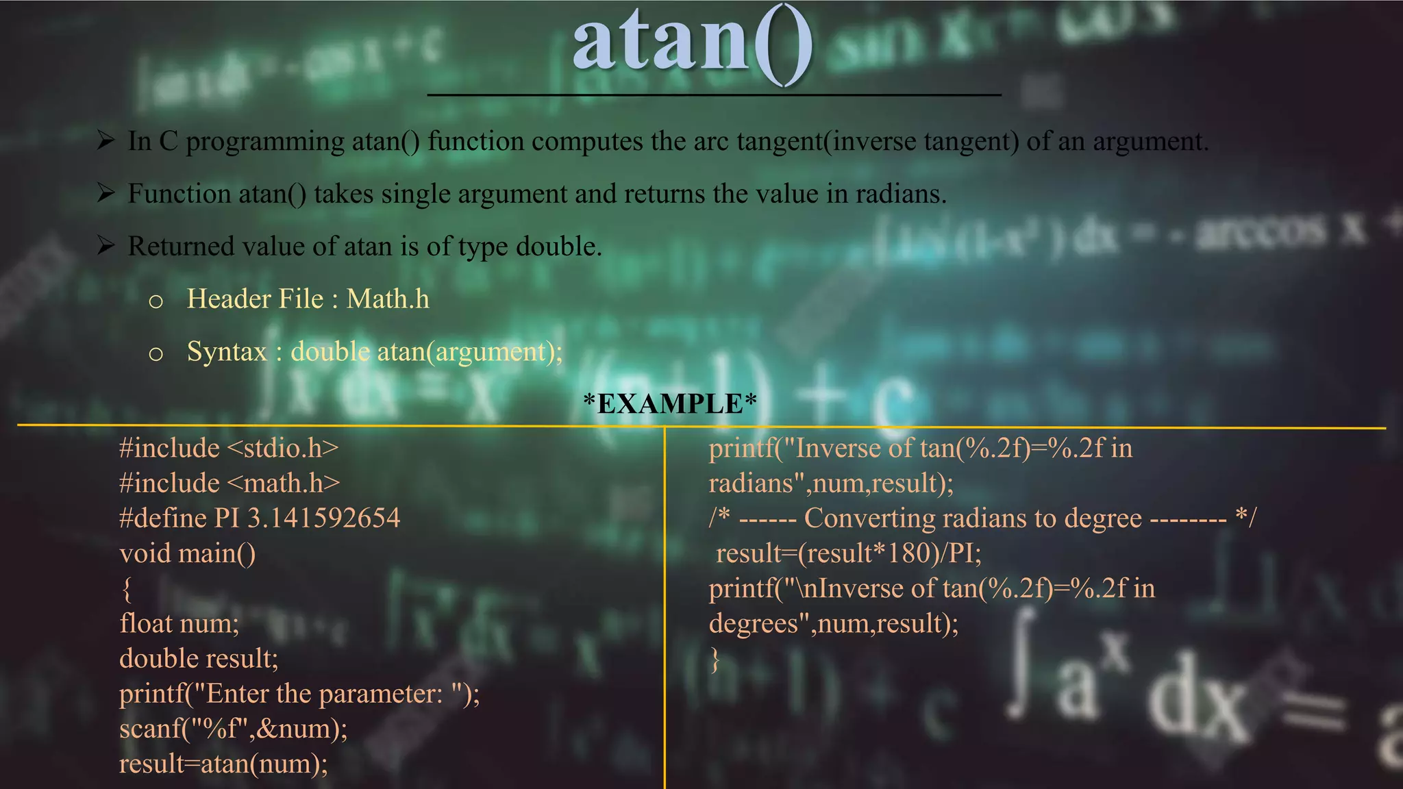Mathematics Function in C ,ppt | PPTX