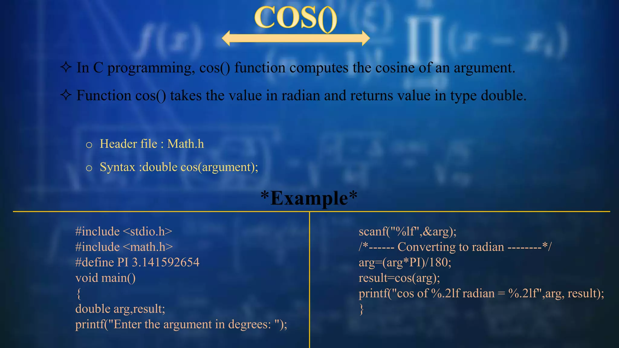 Mathematics Function in C ,ppt | PPT