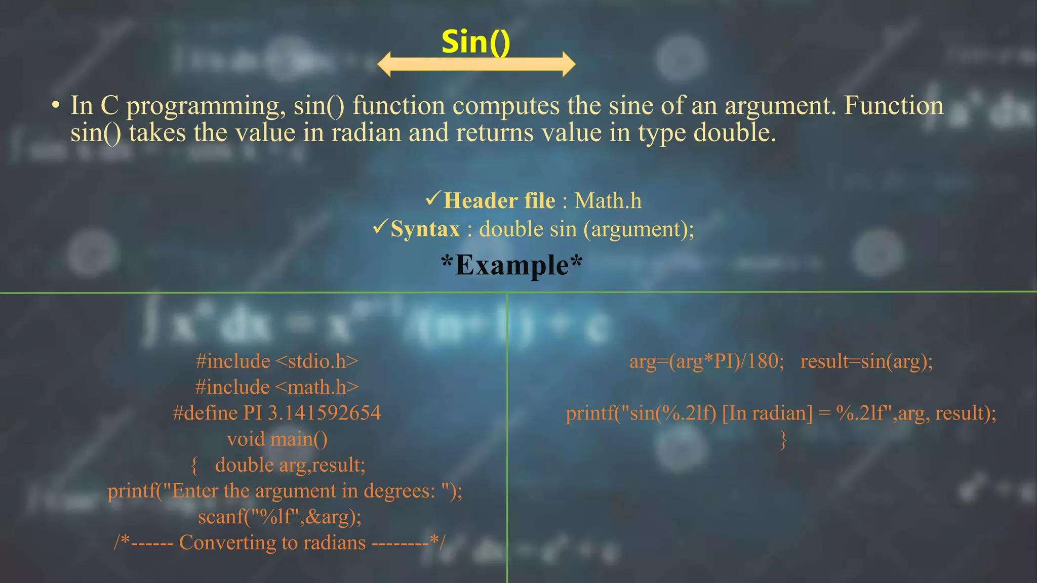 Mathematics Function in C ,ppt | PPTX