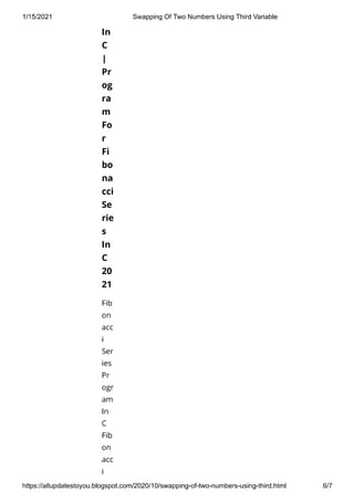Swapping Of Two Numbers Using Third Variable | PDF