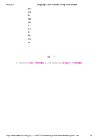 Swapping Of Two Numbers Using Third Variable | PDF