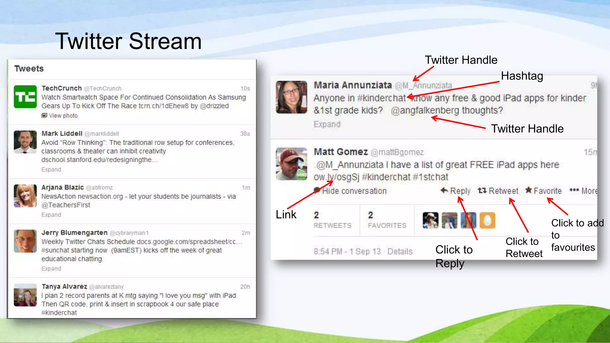 Twitter Stream
Twitter Handle
Hashtag

Twitter Handle

Link

Click to
Reply

Click to
Retweet

Click to add
to
favourites

 