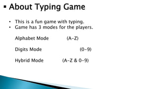Typing Game using C++ | PPTX