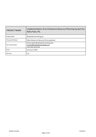 technical proposal for implementing odoo enterprise ver 13 | DOCX