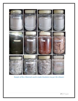 37 | P a g e
Sample of Raw Materials used to make Insulators (as per the climate)
 