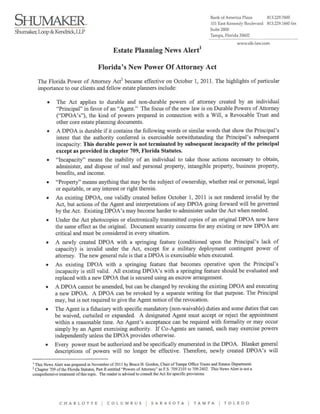 Estate Planning News Alert Fl Poa Act.Nov. 2011[1]