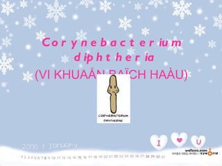 C o r y n e b a c t e r iu m
       d ip h t h e r ia
(VI KHUAÅN BAÏCH HAÀU)
 
