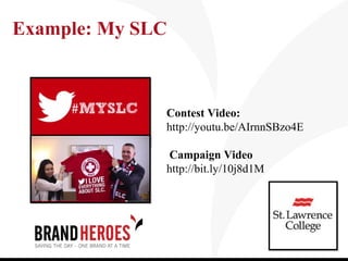 Example: My SLC



              Contest Video:
              http://youtu.be/AIrnnSBzo4E

               Campaign Video
              http://bit.ly/10j8d1M
 