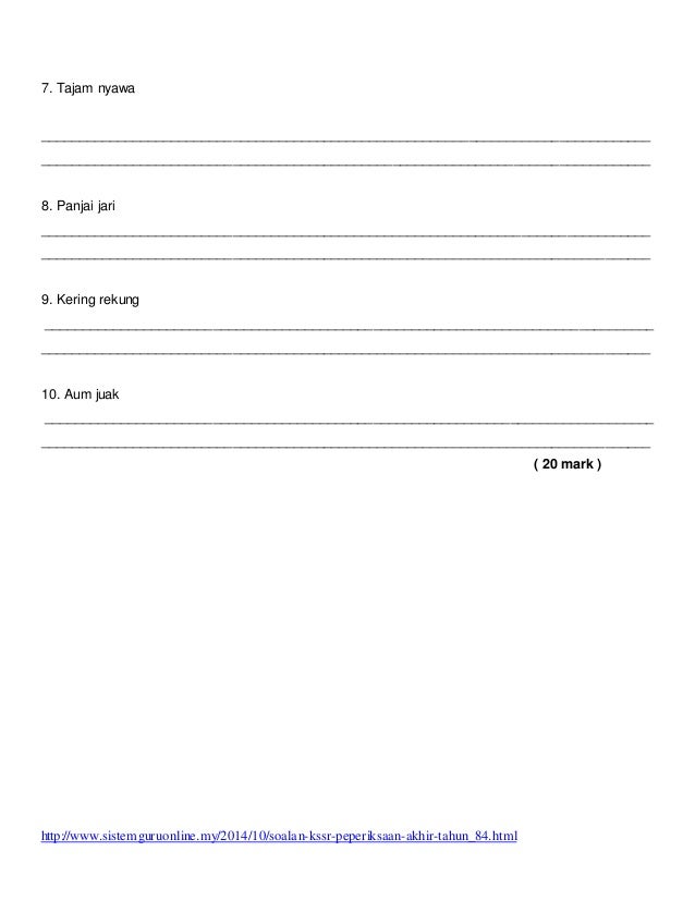 Soalan Akhir Tahun Bahasa Inggeris Tahun 5 Dan Jawapan 