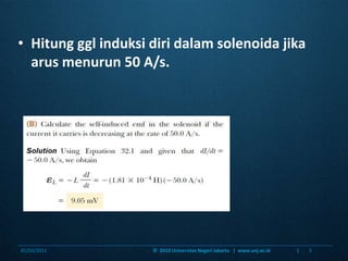 Hitunggglinduksidiridalamsolenoidajikaarusmenurun 50 A/s.06/01/20115©  2010 Universitas Negeri Jakarta   |  www.unj.ac.id                      |