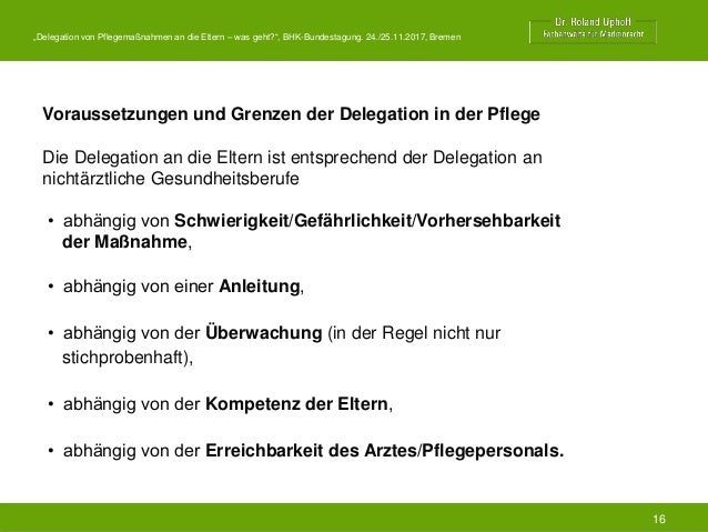 BHK Bundestagung - Delegation und Pflegemaßnahmen der Eltern