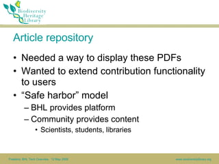Article repository <ul><li>Needed a way to display these PDFs </li></ul><ul><li>Wanted to extend contribution functionalit...