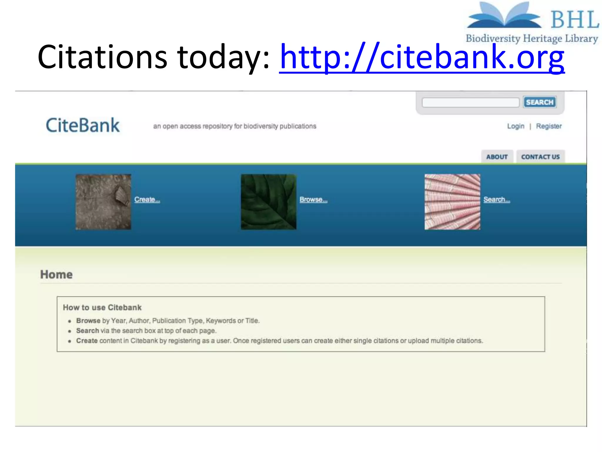 Citations today: http://citebank.org
 