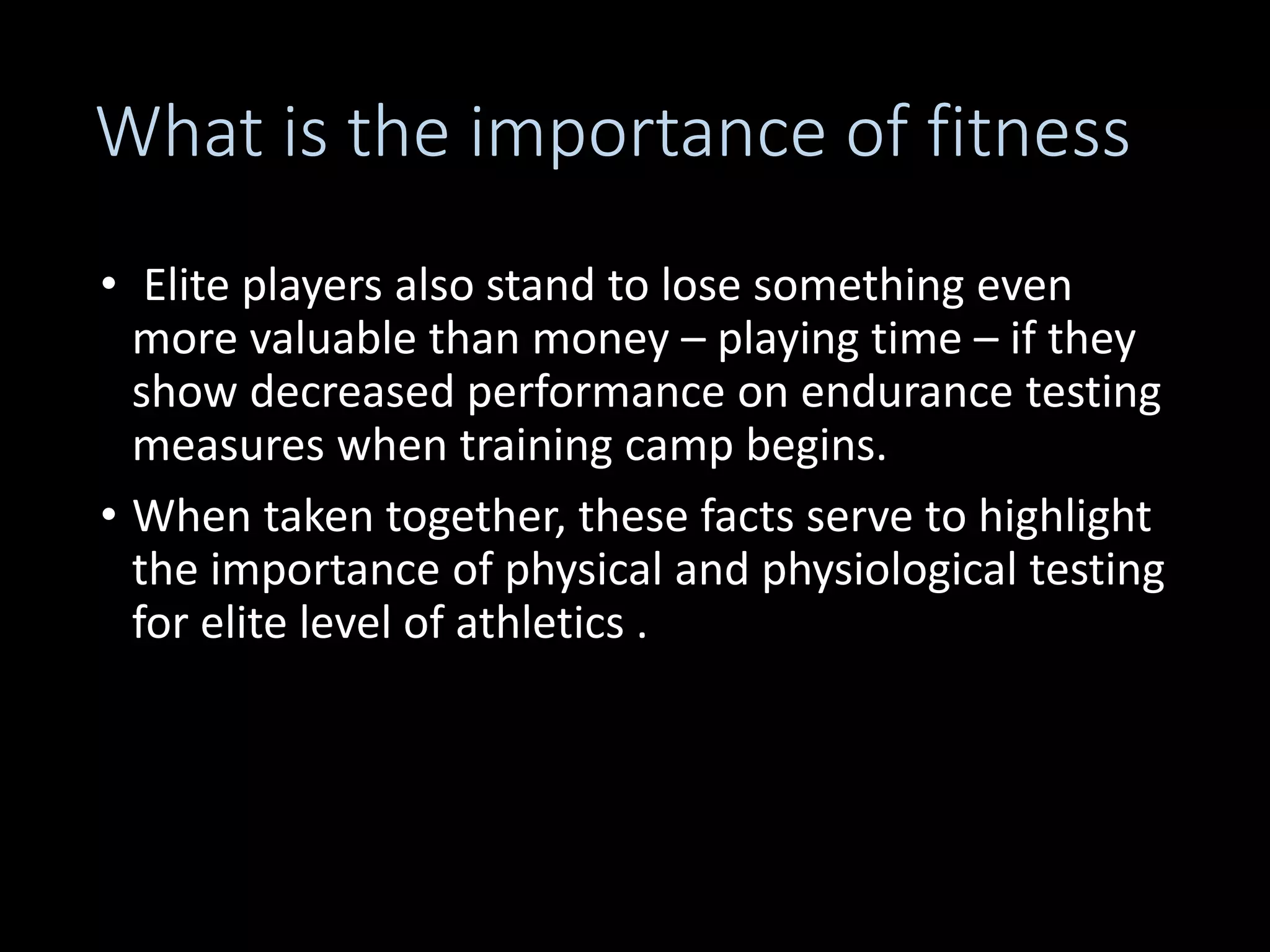 Physical fitness assessment in athletes | PPTX
