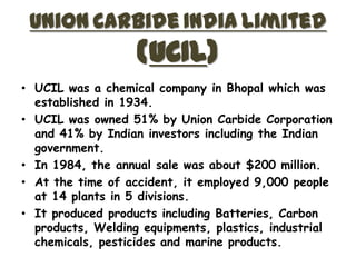 Ucil Factory Bhopal Tragedy | PPTX