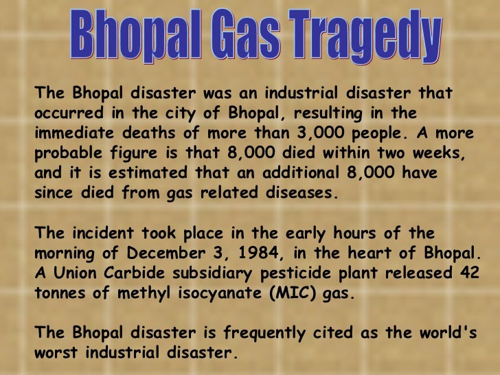 bhopal gas tragedy and disaster management Bhopal disaster - educating our recounts the story of the bhopal gas tragedy under the chapter law and social process safety management in india- paper. bhopal gas tragedy and disaster management Bhopal disaster - educating our recounts the story of the bhopal gas tragedy under the chapter law and social process safety management in india- paper.
