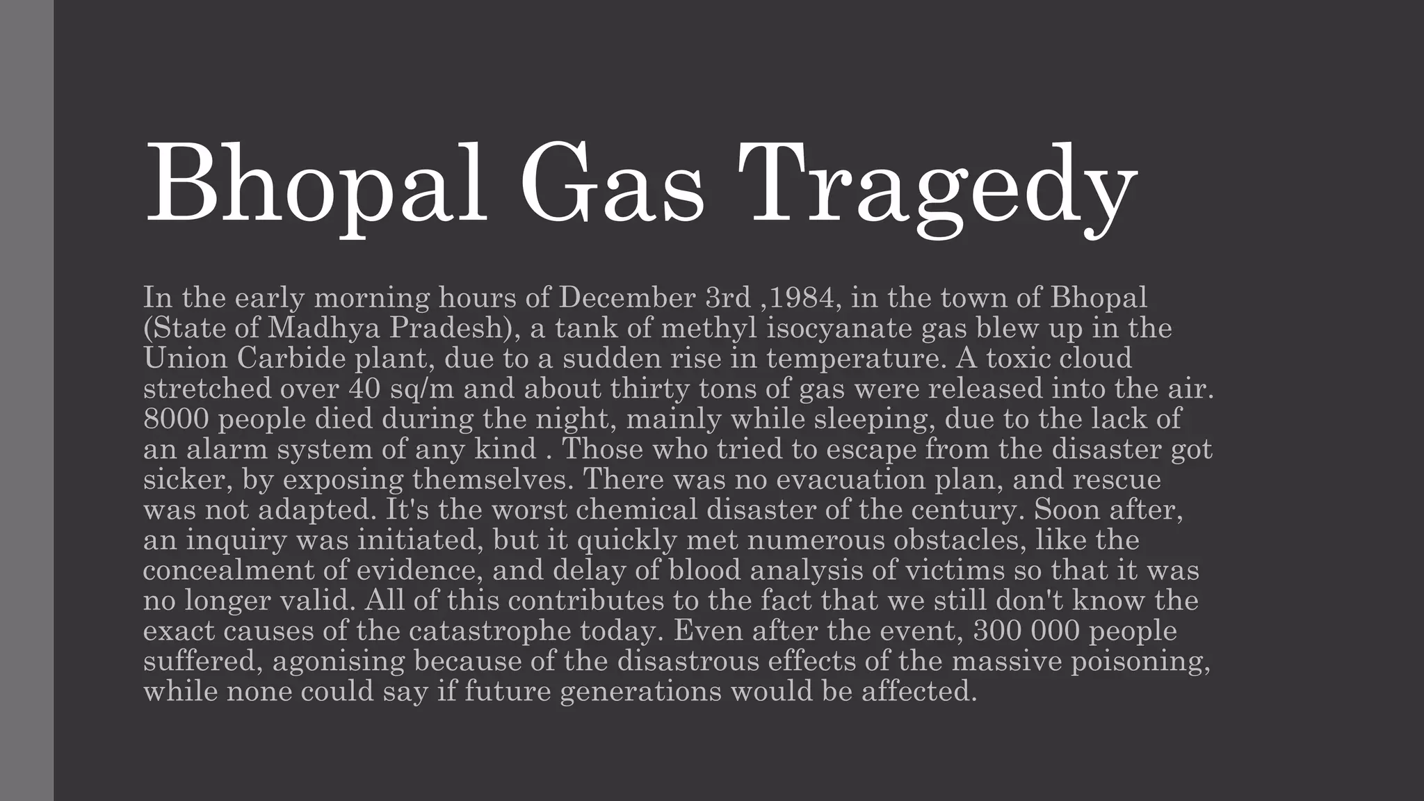 Bhopal Gas Tragedy - Documentary by Raghu Rai | PPTX