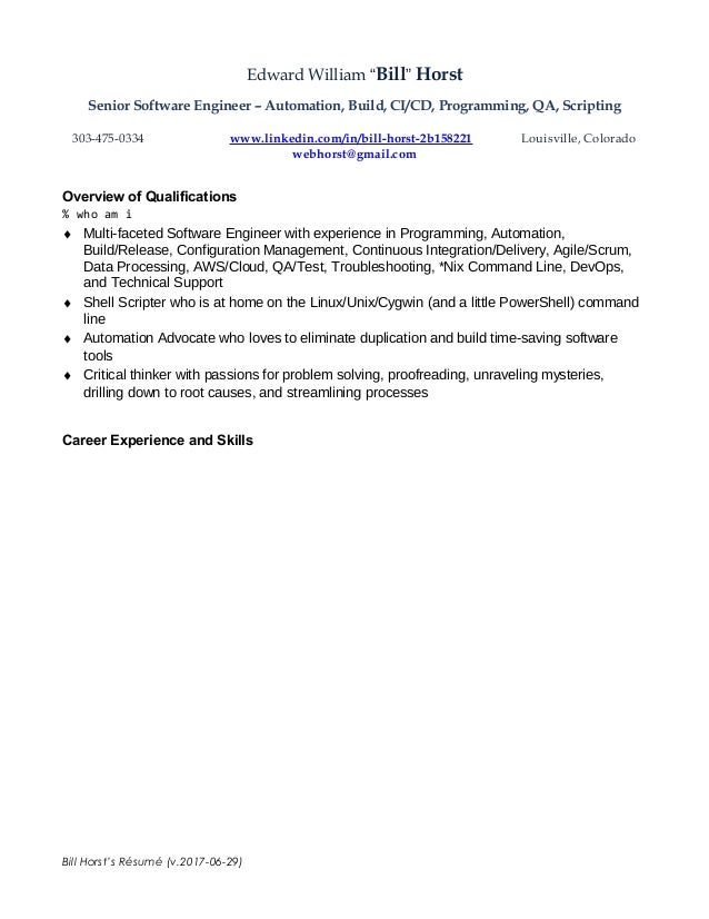 edward william bill horst senior software engineer automation build qa - Build And Release Engineer Sample Resume edward william bill horst senior software engineer automation build qa - Build And Release Engineer Sample Resume