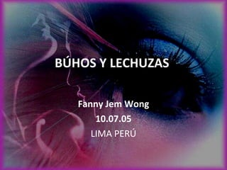 BÚHOS Y LECHUZAS  Fanny Jem Wong 10.07.05 LIMA PERÚ 