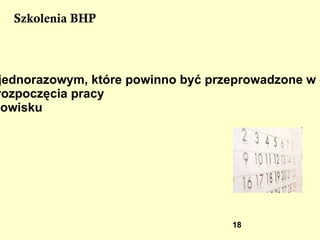 Szkolenia BHP Instruktaż  ogólny Instruktaż ogólny prowadzą pracownicy służby bezpieczeństwa i higieny pracy lub pracownicy wyznaczeni przez pracodawcę – posiadający ukończone, aktualne szkolenie w zakresie bhp. Dla udokumentowania szkolenia  należy prowadzić odpowiedni   rejestr. 