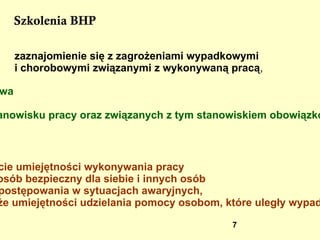 Szkolenia w zakresie bezpieczeństwa  i higieny pracy 