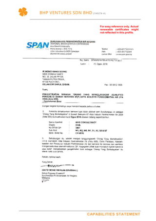 Bhp ventures sdn bhd capabilities statement 2019 | PDF