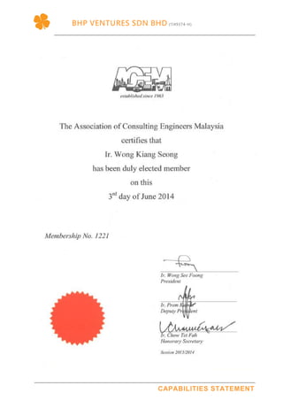 Bhp ventures sdn bhd capabilities statement 2019 | PDF