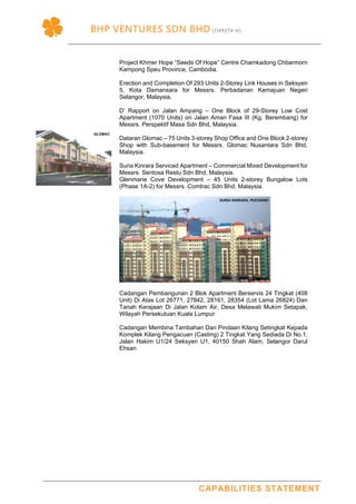 Bhp ventures sdn bhd capabilities statement 2019 | PDF