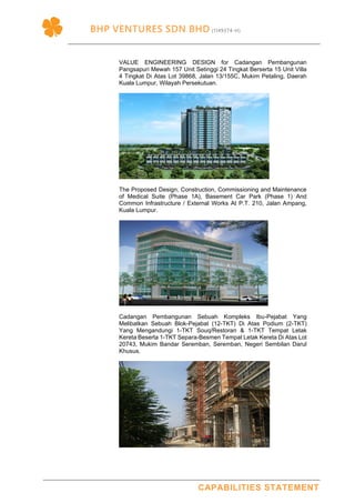 Bhp ventures sdn bhd capabilities statement 2019 | PDF