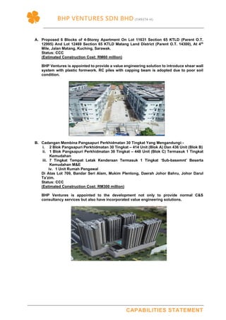 Bhp ventures sdn bhd capabilities statement 2019 | PDF