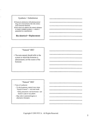 BHRT for the Pharmacist 2003