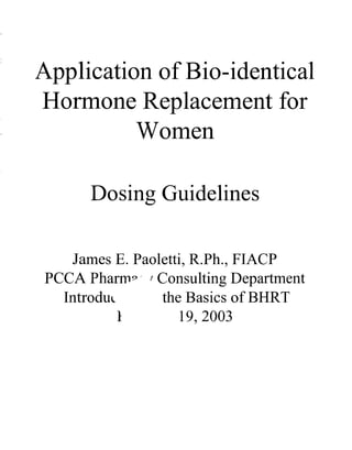 BHRT for the Pharmacist 2003