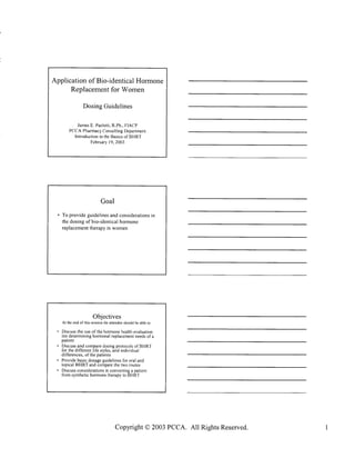 BHRT for the Pharmacist 2003