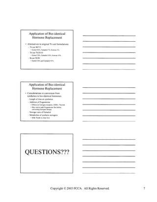 BHRT for the Pharmacist 2003