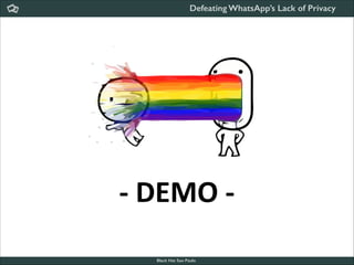 Defeating WhatsApp’s Lack of Privacy

-­‐	
  DEMO	
  -­‐
Black Hat Sao Paulo
NoConName 2013

 