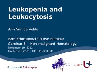 1




Ann Van de Velde



BHS Educational Course Seminar, 10 Nov 2012

Seminar 8 – Non-malignant Hematology




  EINDE
 