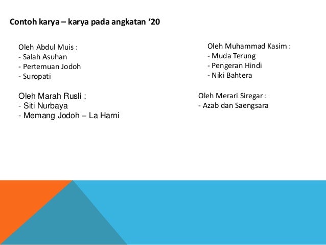 Mengenal Karya Pada Angkatan 20