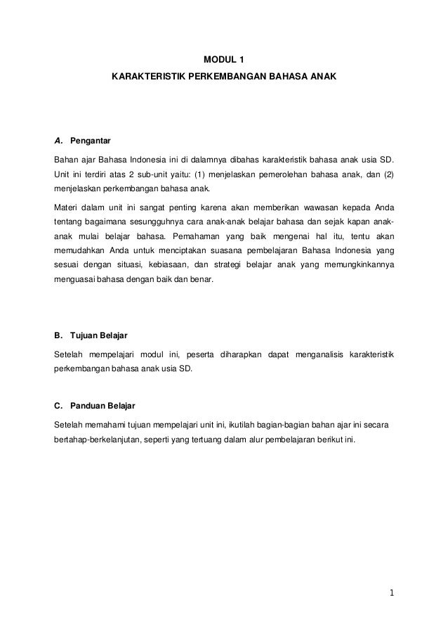 Bhs indonesia modul 1 karakteristik perkembangan bahasa anak