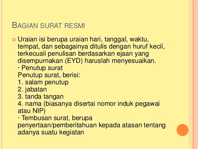 tembusan isi surat surat indonesia Bhs