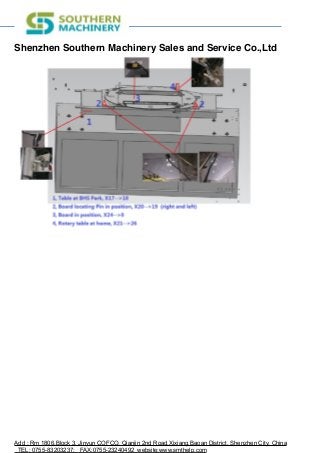 Shenzhen Southern Machinery Sales and Service Co.,Ltd
!
Add : Rm 1806,Block 3, Jinyun COFCO, Qianjin 2nd Road,Xixiang,Baoan District, Shenzhen City, China
TEL: 0755-83203237; FAX:0755-23240492 website:www.smthelp.com
 