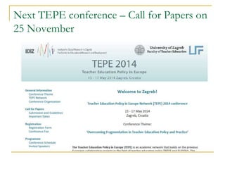 Next TEPE conference – Call for Papers on
25 November

 