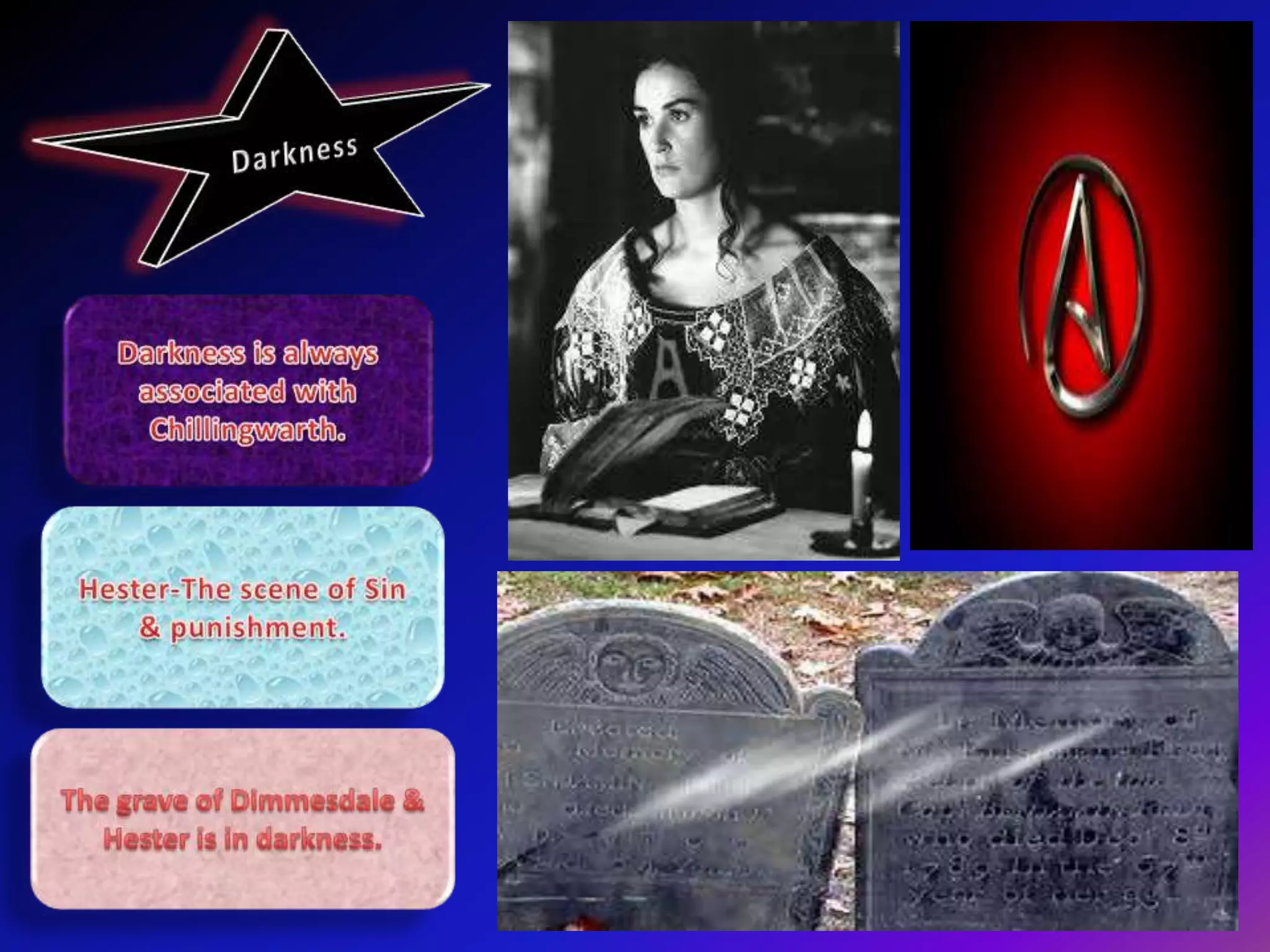 Howthrone's use of Symbolism in scarlet letter (American Literature)